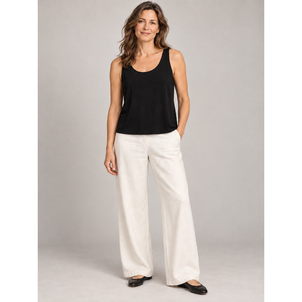 Eileen Fisher 100% Silk Jersey Tank Top Minimalist Layering Capsule Sz XL Black